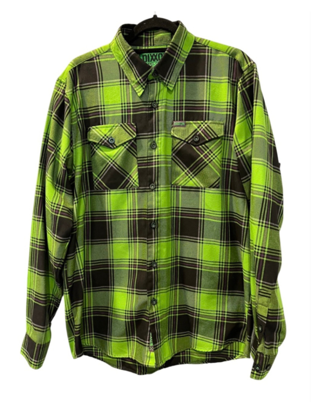 Dixxon Flannel The Creature Halloween Limited Edition Plaid Green Shirt Size L